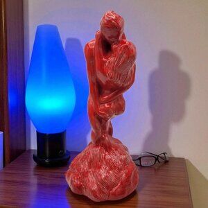 Vintage MCM  Lovers Embrace Man Woman Ceramic Statue Bohemian Hippy  Free Love